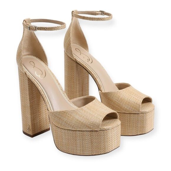 SAM EDELMAN Kori Platform Peep Toe Heels in Beechwood Size 11 NEW - Picture 1 of 17